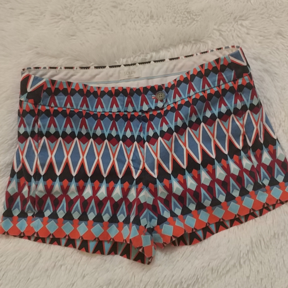 J. CREW Colorful Chevron Shorts Size 2